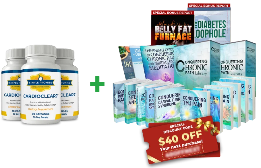 CardioClear7 multi-bottle package with all four bonuses